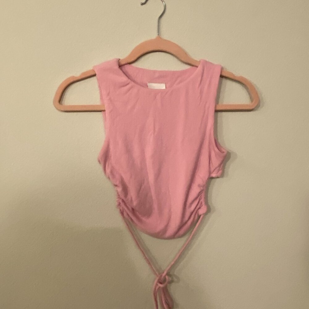 Sky to Moon Pink Open Back Tie Top Large